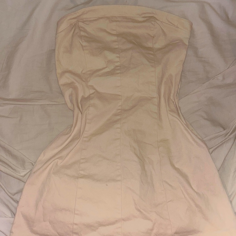 Tan Body Con Dress Strapless